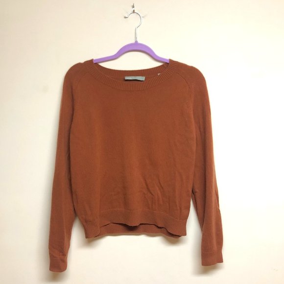 Vince Sweaters - Vince Rust Cashmere Crop Crewneck Pullover Sweater